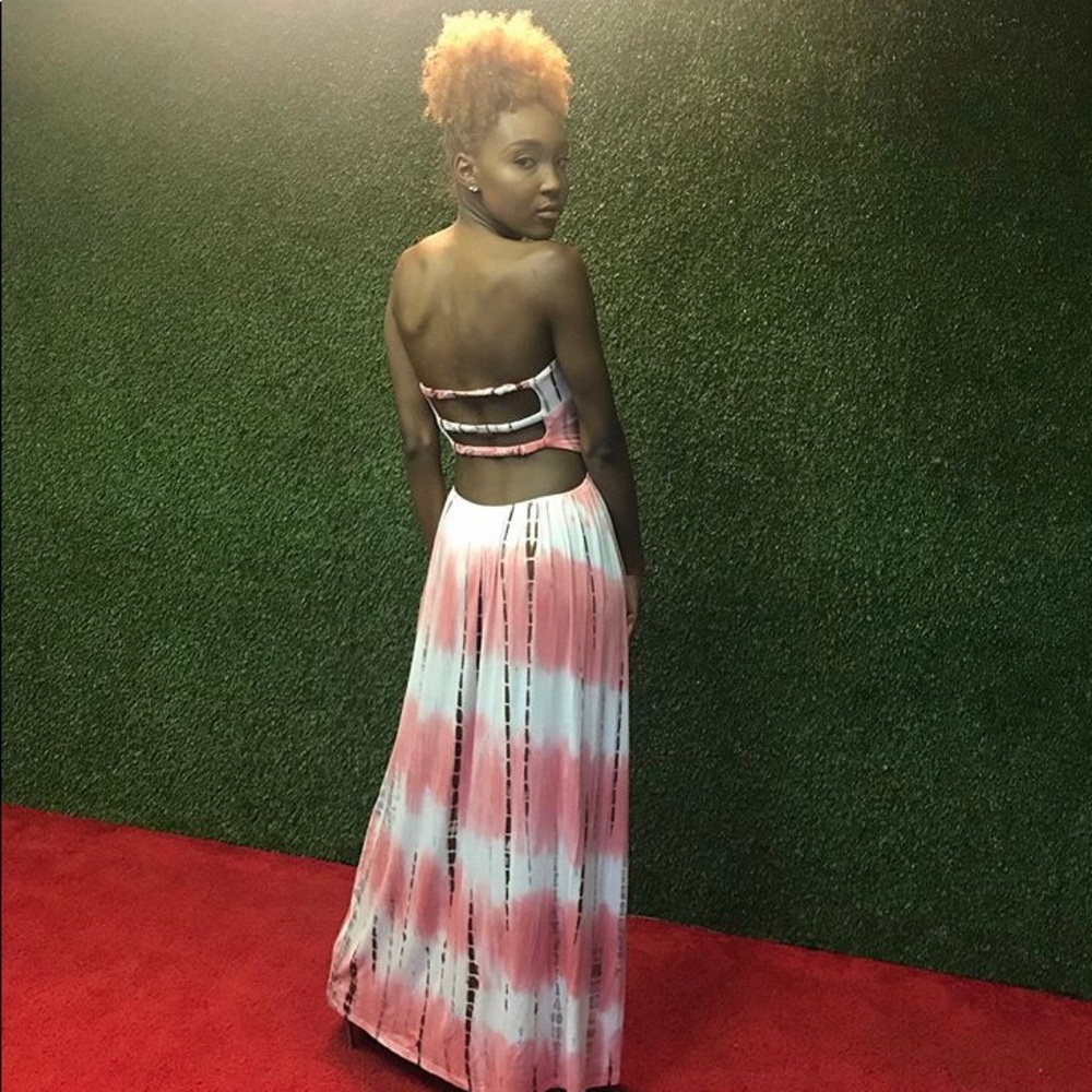 Tie Dye Maxi Dress with open back